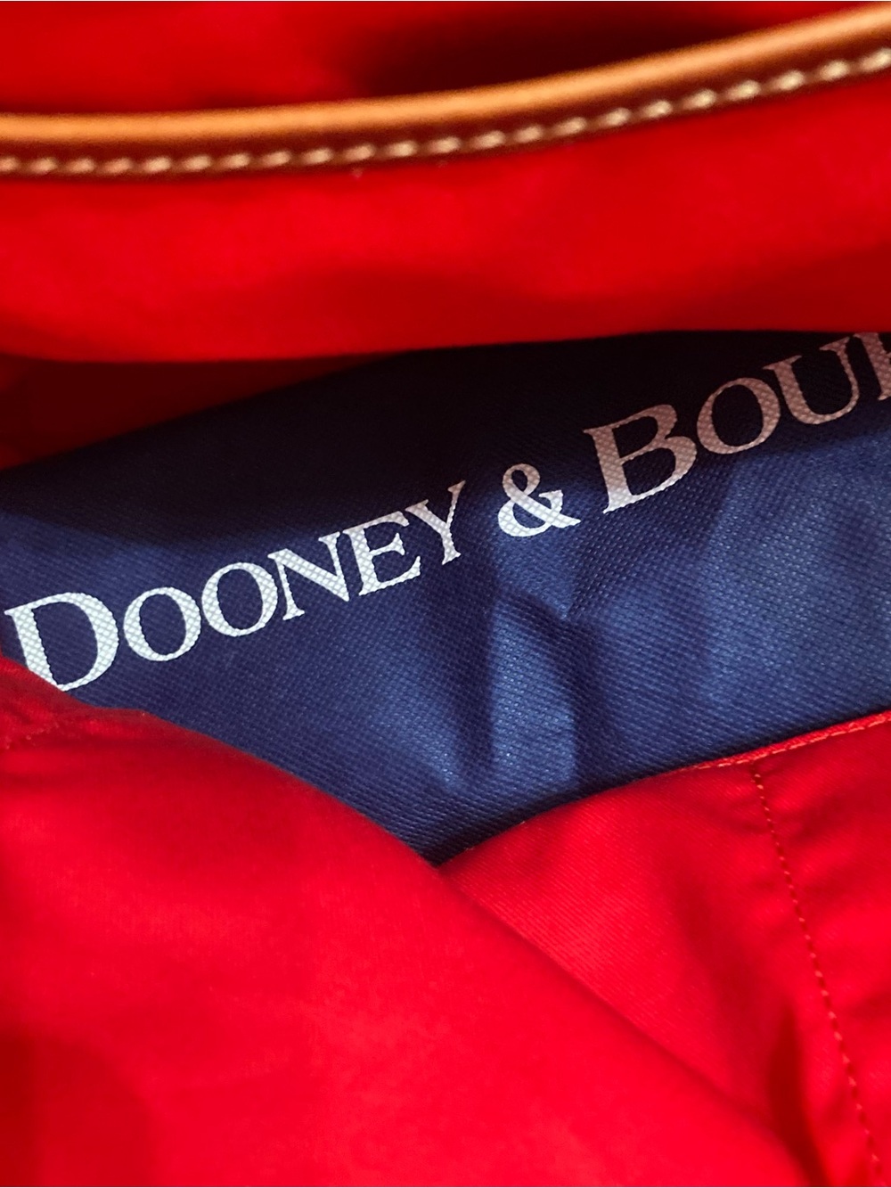 Dooney & Bourke Gray and Bright Blue Pebble Leather Tote with Brown Handles - Picture 8 of 10